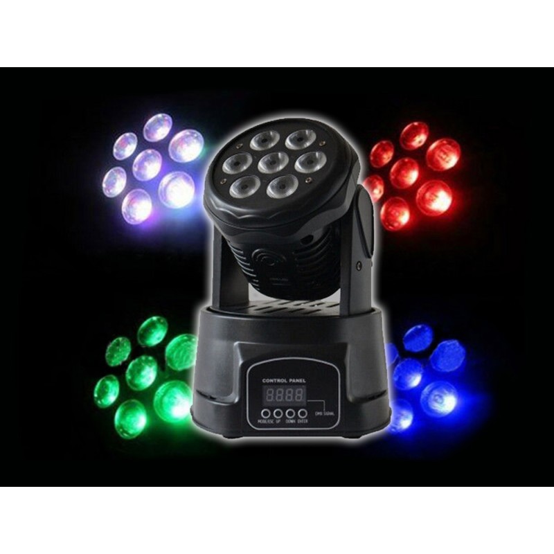 MINI TESTA MOBILE WASH LED 7 x 10W RGBW